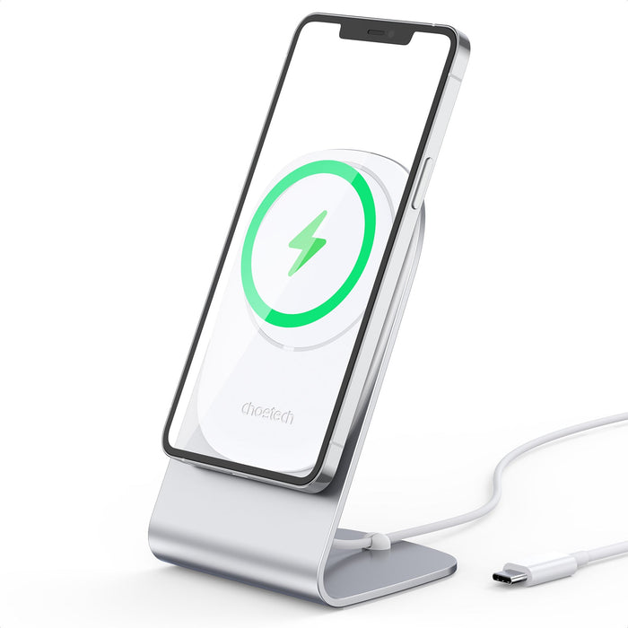 CHOETECH Magnetic Fast Wireless Charging Stand Holder with 5ft USB-C Cable for iPhone 12 (H047+T517)