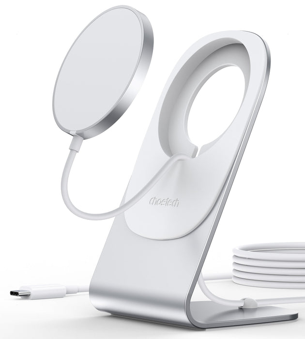 CHOETECH Magnetic Fast Wireless Charging Stand Holder with 5ft USB-C Cable for iPhone 12 (H047+T517)