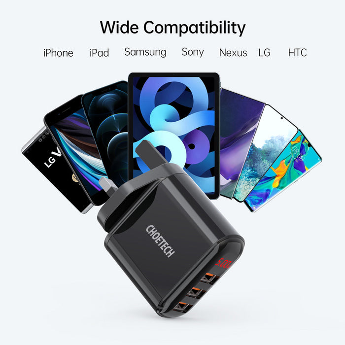 Choetech 5V/3.4A 3*usb-A digital wall charger
