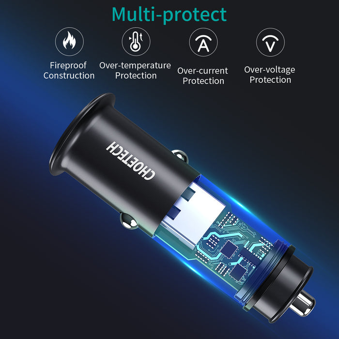 Choetech Super Mini PD3.0 30w Fast Car Charger