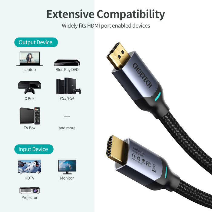 Choetech 8K 2M HDMI to HDMI Cable - Black