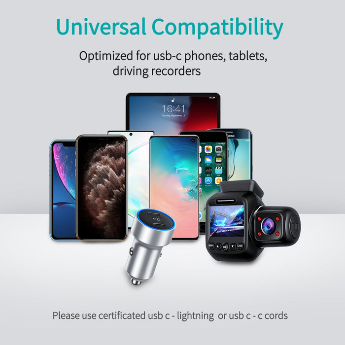 CHOETECH 40W 2-Port PD20W Fast Car Charger for iPhone 12/12 Pro Max/12 mini