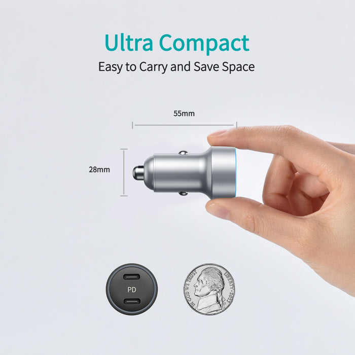 CHOETECH 40W 2-Port PD20W Fast Car Charger for iPhone 12/12 Pro Max/12 mini