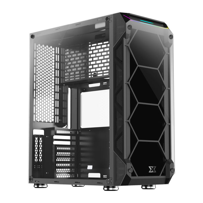 Xigmatek OVERTAKE 3-Side Tempered Glass Panel Case with 6 Rainbow RGB Fans