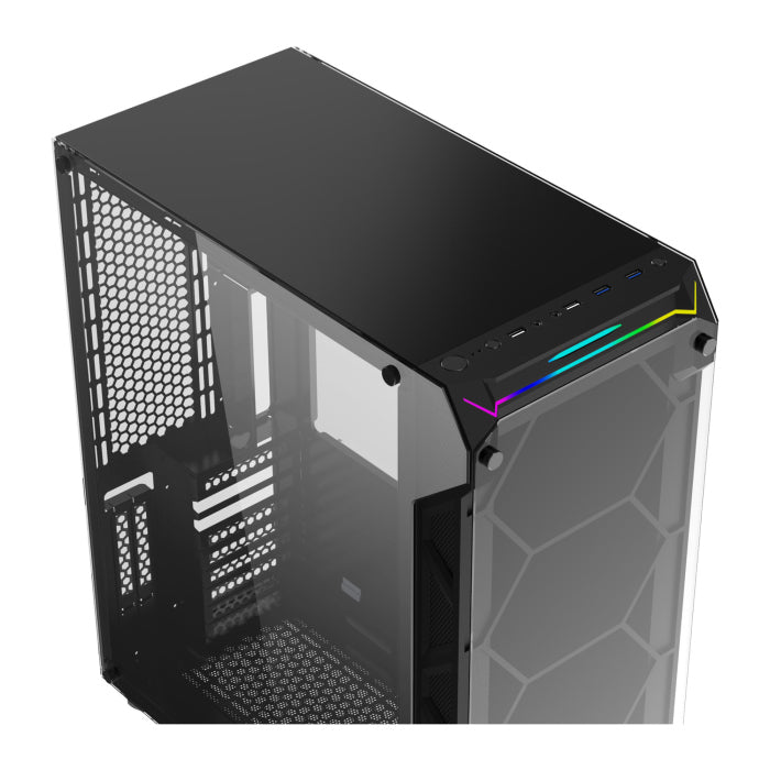 Xigmatek OVERTAKE 3-Side Tempered Glass Panel Case with 6 Rainbow RGB Fans
