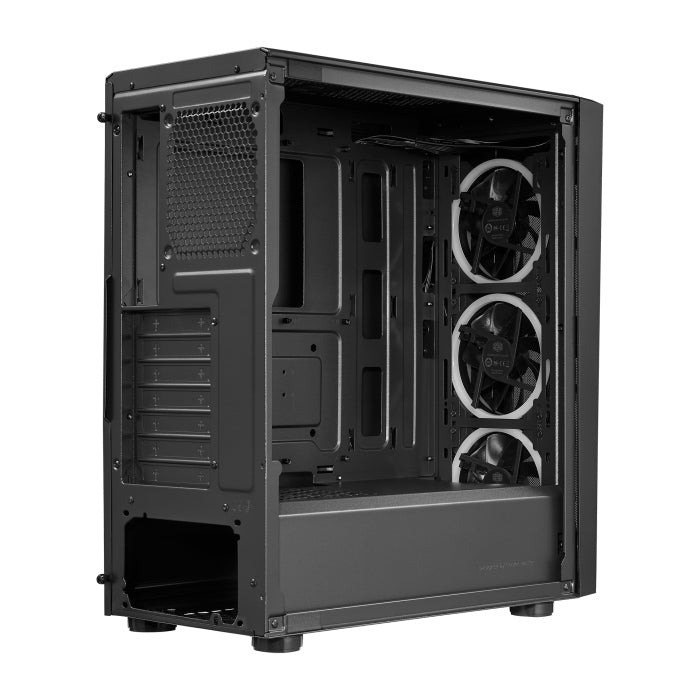 CoolerMaster CMP 510 Mid Tower Steel Plastic Tempered Glass Panel Case with 3 ARGB Fans - Black