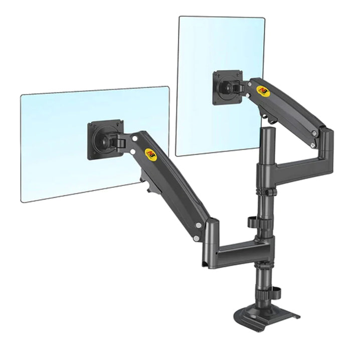 North Bayou H180 Double Extension (22"-32") Gas-Strut Flexi Mount Dual Screen Desktop Built With Ergonomics Concepts