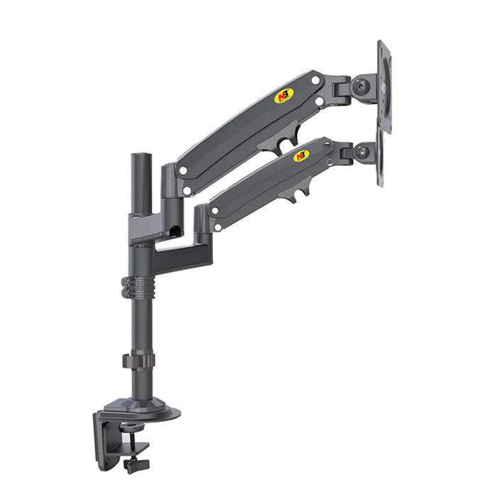North Bayou H180 Double Extension (22"-32") Gas-Strut Flexi Mount Dual Screen Desktop Built With Ergonomics Concepts