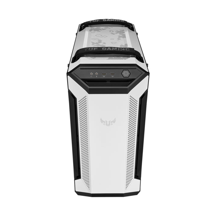 Asus TUF Gaming GT501 Tempered Glass Side Panel Case with Metal Front Panel & Custom TUF Gaming Spatter Pattern - White