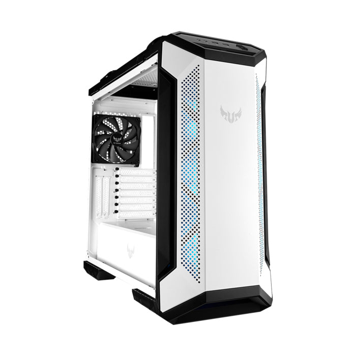 Asus TUF Gaming GT501 Tempered Glass Side Panel Case with Metal Front Panel & Custom TUF Gaming Spatter Pattern - White