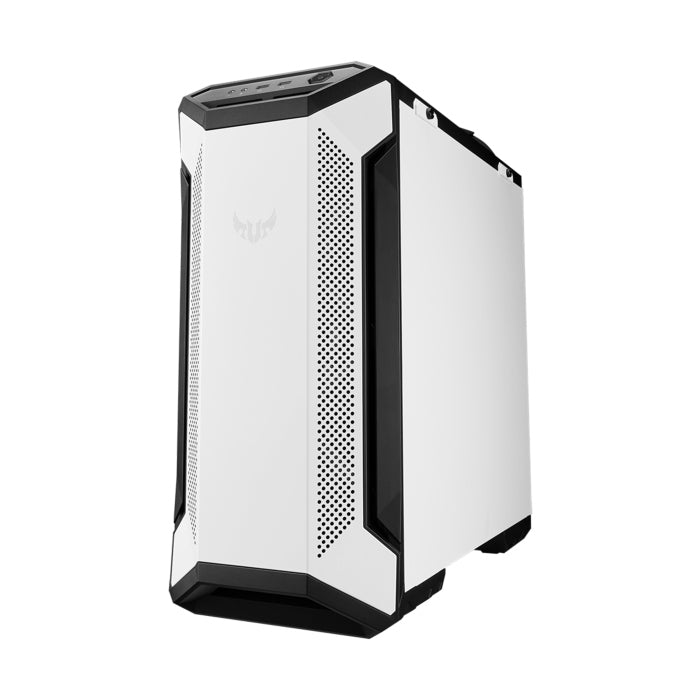 Asus TUF Gaming GT501 Tempered Glass Side Panel Case with Metal Front Panel & Custom TUF Gaming Spatter Pattern - White