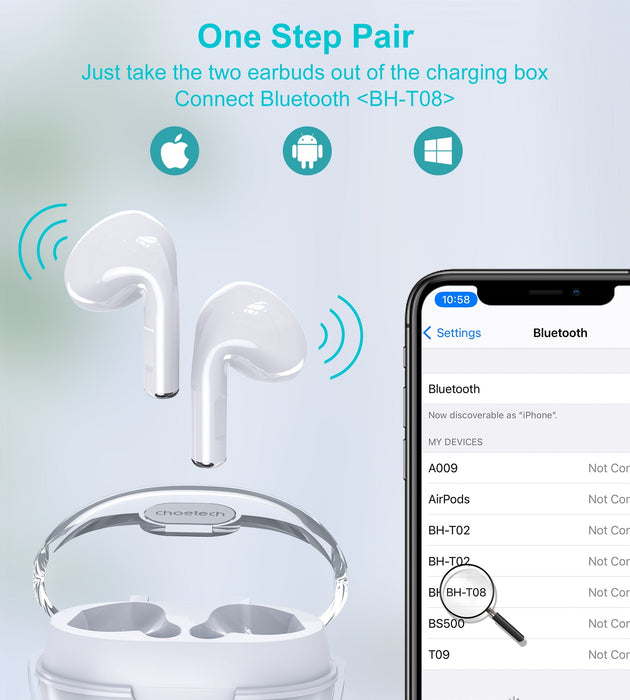 CHOETECH Translucent V5.0 True Wireless Earbuds