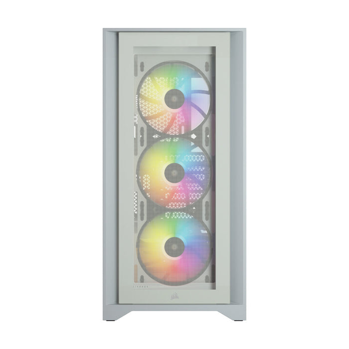 Corsair iCUE 4000X Mid-Tower Side Tempered Glass Panel Case with 3 RGB Fans - White
