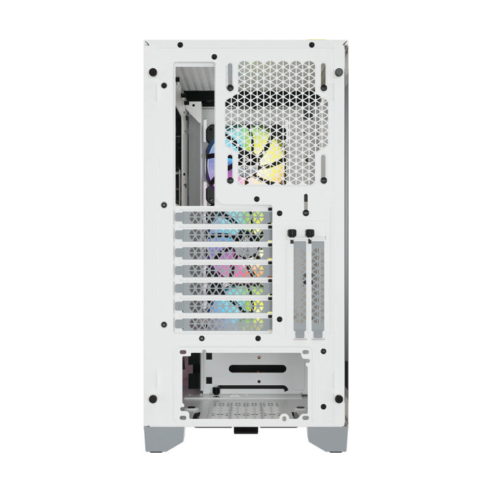 Corsair iCUE 4000X Mid-Tower Side Tempered Glass Panel Case with 3 RGB Fans - White