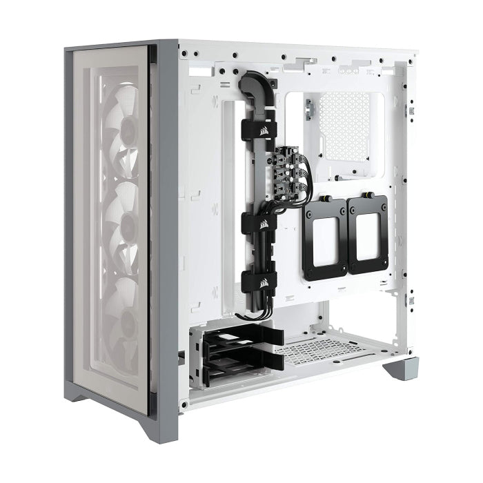 Corsair iCUE 4000X Mid-Tower Side Tempered Glass Panel Case with 3 RGB Fans - White