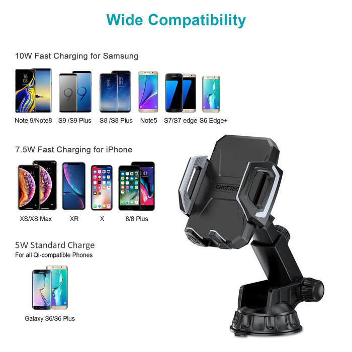 Choetech 10W Wireless Car Mount - Black