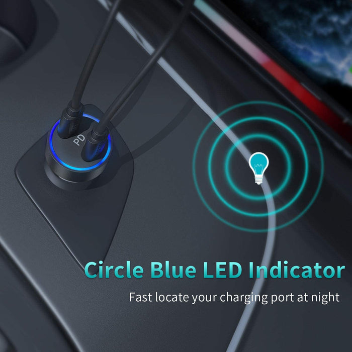 CHOETECH 40W 2-Port PD20W Fast Car Charger for iPhone 12/12 Pro Max/12 mini