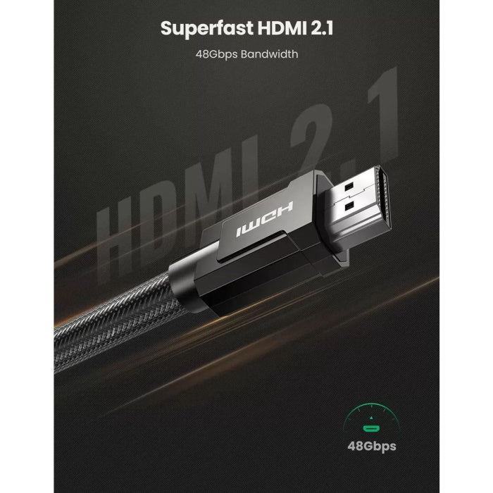 UGreen 8K HDMI Male to Male Round Cable With Braided 2m - Gray