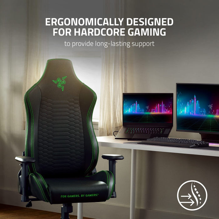 Razer Iskur X Ergonomic Multi-Layered Synthetic Leather Gaming Chair Metal & Plywood Frame Black/Green