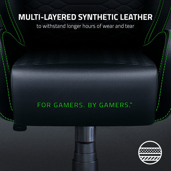 Razer Iskur X Ergonomic Multi-Layered Synthetic Leather Gaming Chair Metal & Plywood Frame Black/Green