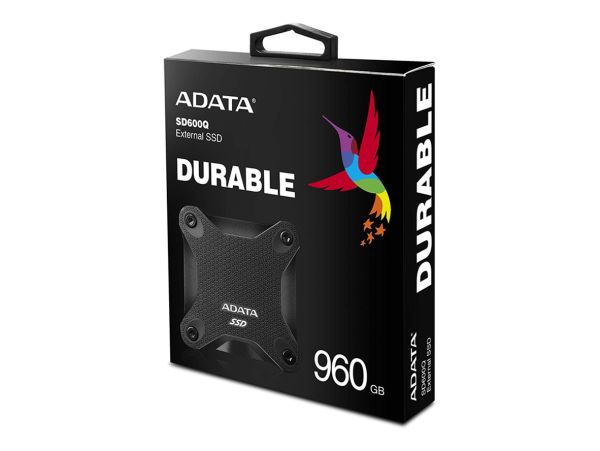 ADATA SD600Q - 960GB - Ultra-Speed Portable Durable External SSD - Up to 440MB/s - 3D NAND USB 3.2 - Solid State Drive - Black