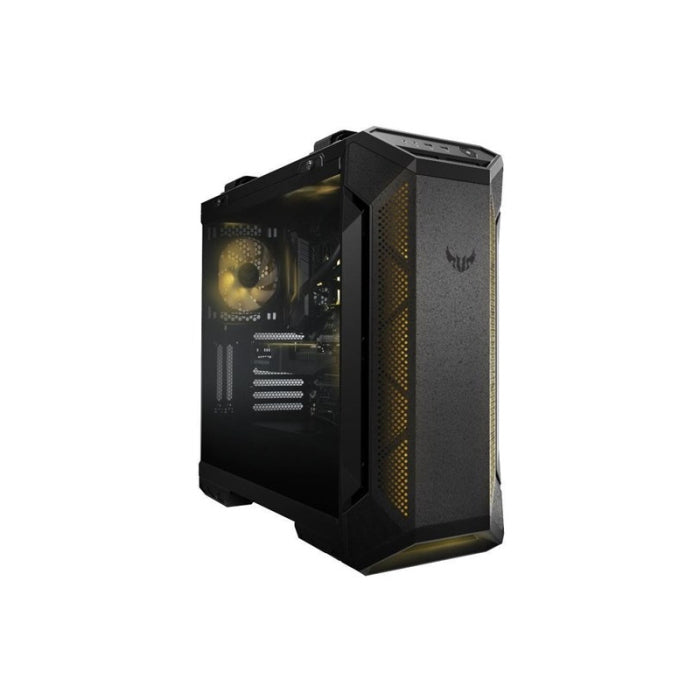 Asus TUF Gaming GT501 Tempered Glass Side Panel Case with Metal Front Panel & Custom TUF Gaming Spatter Pattern - Grey