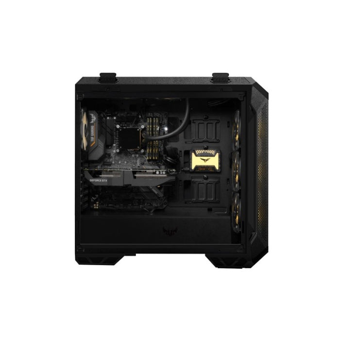 Asus TUF Gaming GT501 Tempered Glass Side Panel Case with Metal Front Panel & Custom TUF Gaming Spatter Pattern - Grey