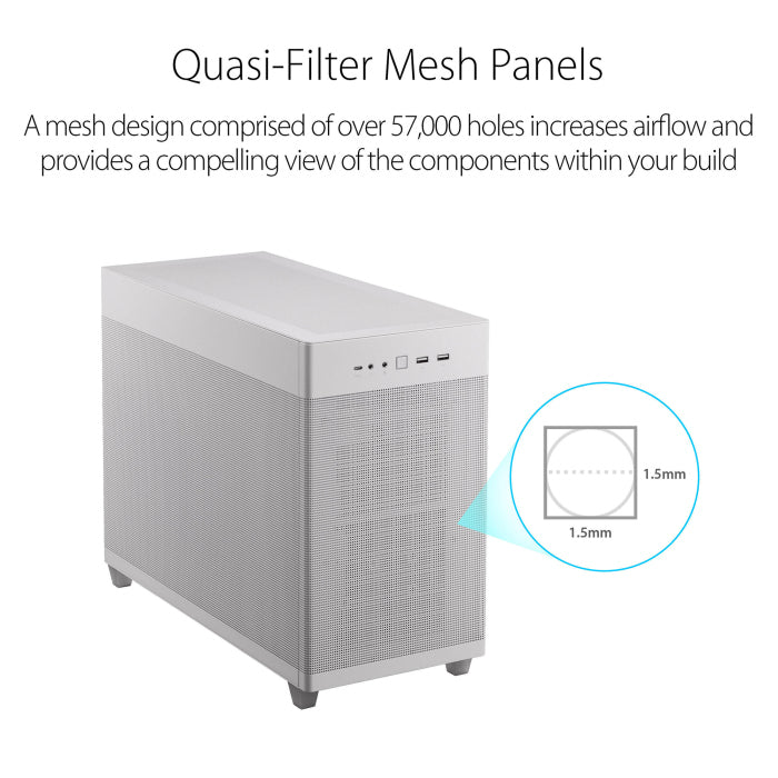 Asus Prime AP201 Micro ATX 33L Tool-Free Side Panels Case - White