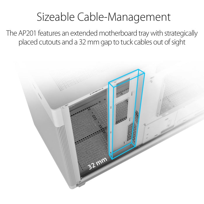 Asus Prime AP201 Micro ATX 33L Tool-Free Side Panels Case - White