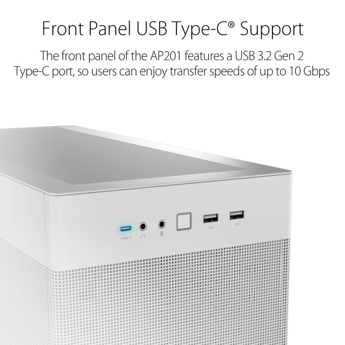Asus Prime AP201 Micro ATX 33L Tool-Free Side Panels Case - White