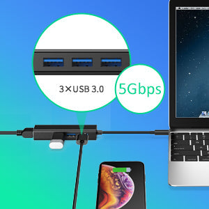 Choetech Hub USB-C to 3 USB3.0 + RJ