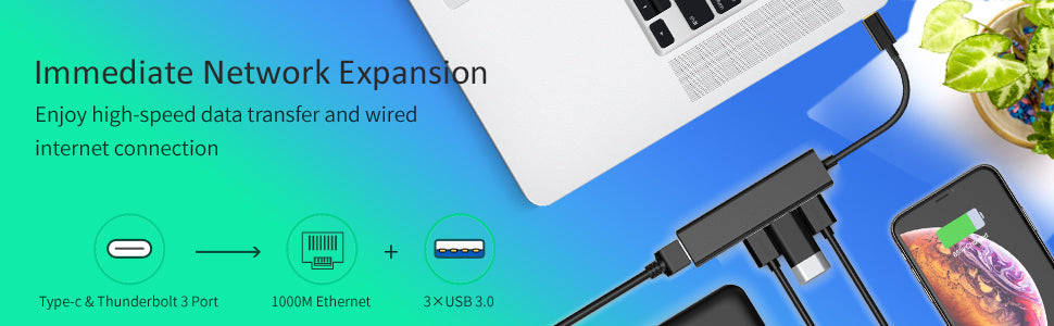 Choetech Hub USB-C to 3 USB3.0 + RJ