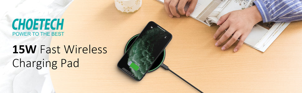 Choetech 15W Fast Wireless Charging Pad - Black