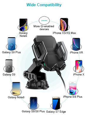 Choetech 10W Wireless Car Mount - Black