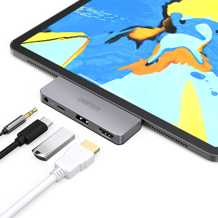 Choetech 4 in 1 USB C Dock For all usb C Devices - Grey