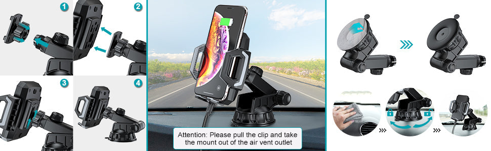 Choetech 10W Wireless Car Mount - Black