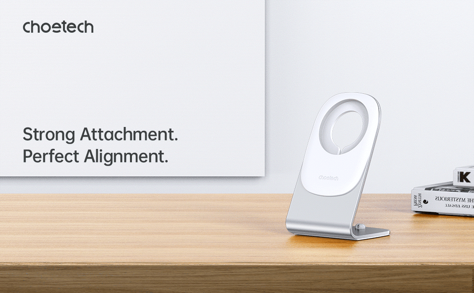 CHOETECH Magnetic Fast Wireless Charging Stand Holder with 5ft USB-C Cable for iPhone 12 (H047+T517)