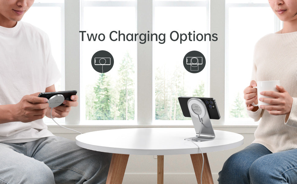 CHOETECH Magnetic Fast Wireless Charging Stand Holder with 5ft USB-C Cable for iPhone 12 (H047+T517)