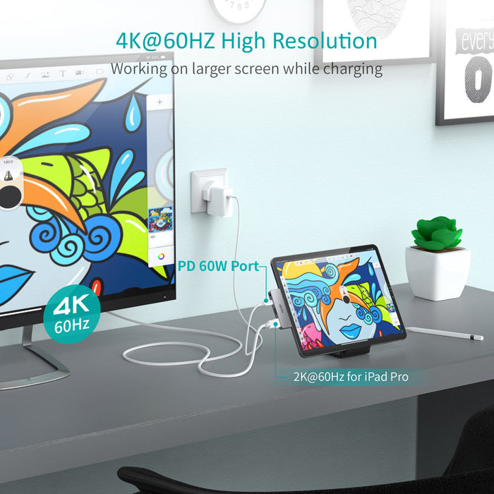 Choetech 4 in 1 USB C Dock For all usb C Devices - Grey