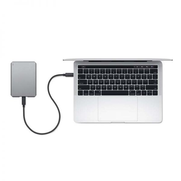 4TB MOON SILVER MOBILE DRIVE USB C & USB 3.0 CABLE