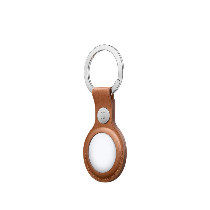 AirTag Leather Key Ring Saddle Brown