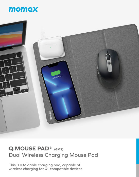 Q.Mouse Pad 3 Dual wireless charging mouse pad (QM3) QM3E