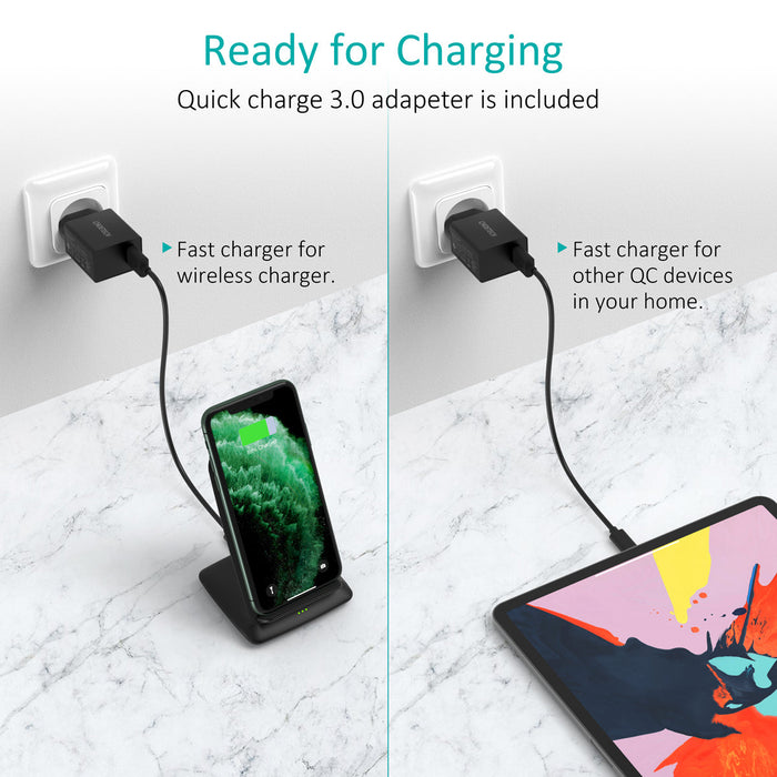 Choetech 15W Wirless Charger Stand - Black