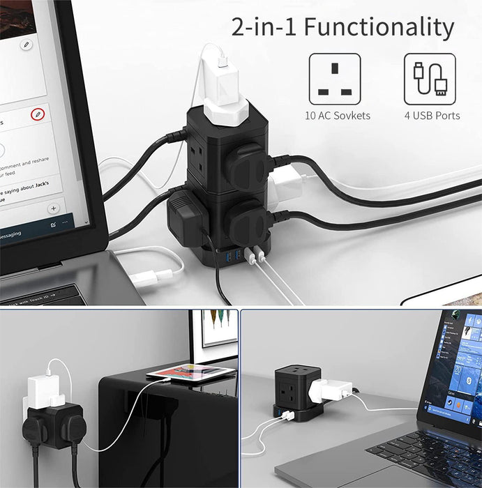 Powerstrip Cube with 9 outlets & 4 USB ports