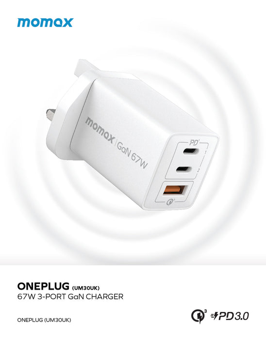 ONEPLUG 67W 3-Port GaN Charger UM30