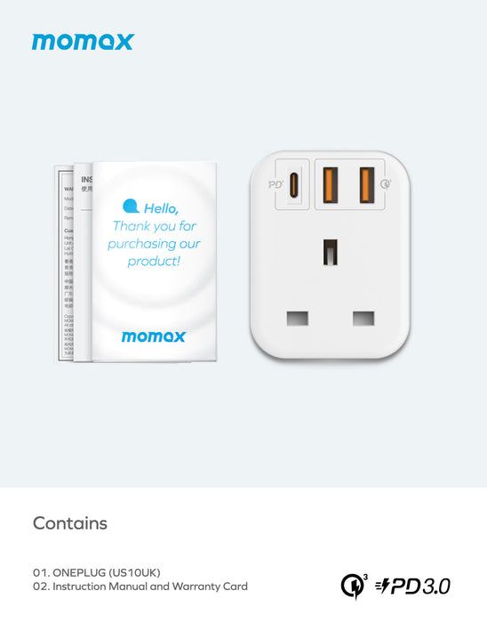 ONEPLUG PD20W 2A1C 1 bit universal plug US10