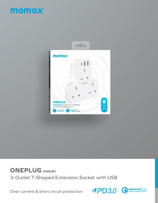 ONEPLUG PD20W 2A1C 3-Position T-Socket US6