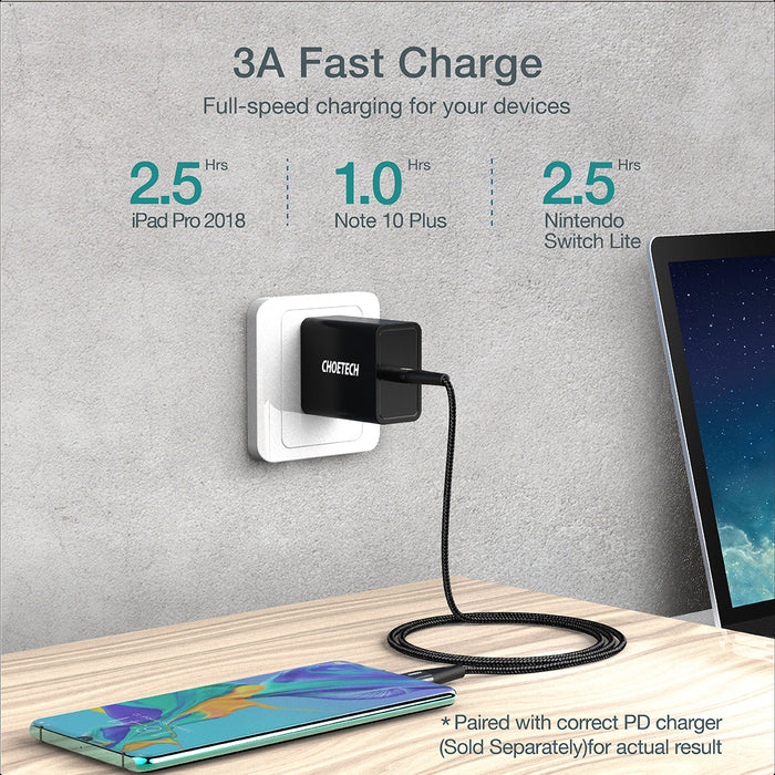 Choetech PD 60W USB-C to USB-C 1.2m Cable