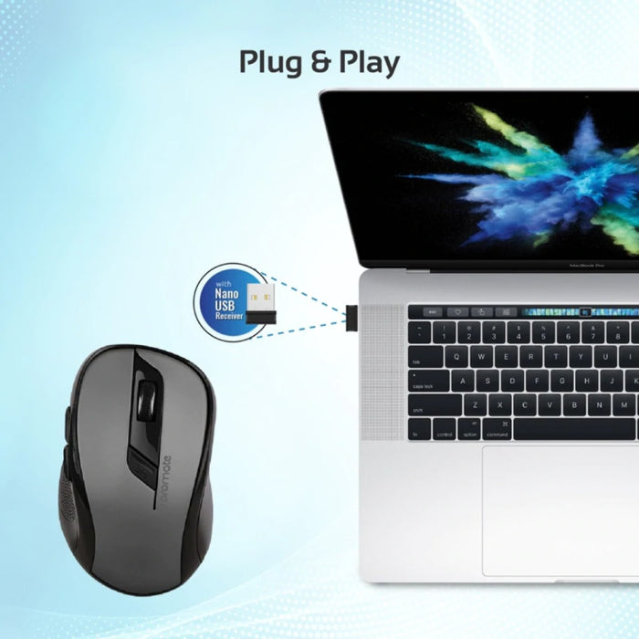 Promate Clix-7 2.4GHz Wireless Ergonomic Optical Mouse - Black