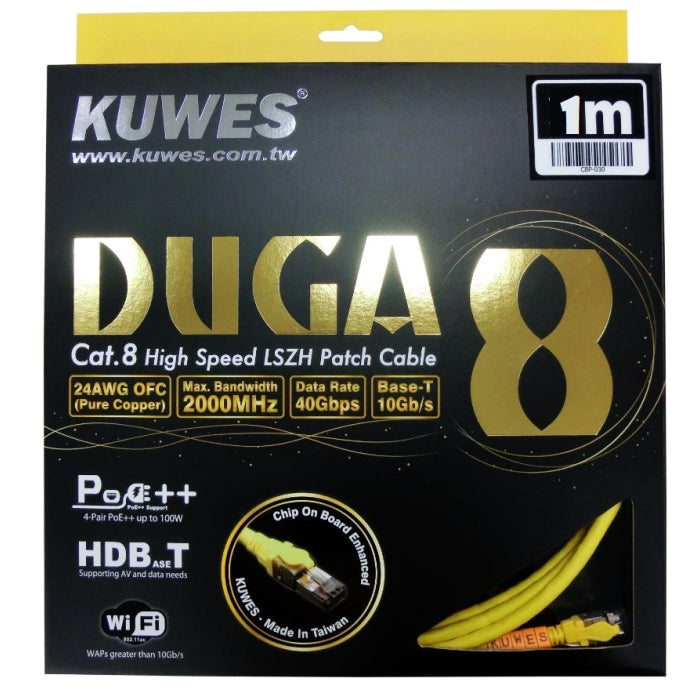 Kuwes Cat.8 High Speed Ethernet Cable Up To 40Gbps - 1m - Yellow